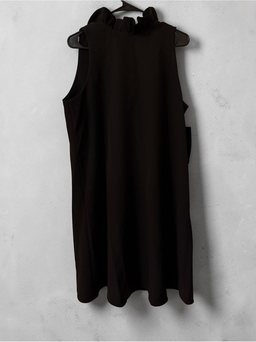Tuckernuck Blythe Sleeveless Black Dress with Ruffle Neck and Tie